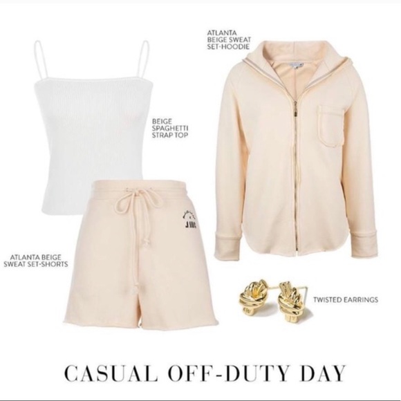 Soft Atlantic Beige Sweat Set with shorts by J.ING - Picture 9 of 12